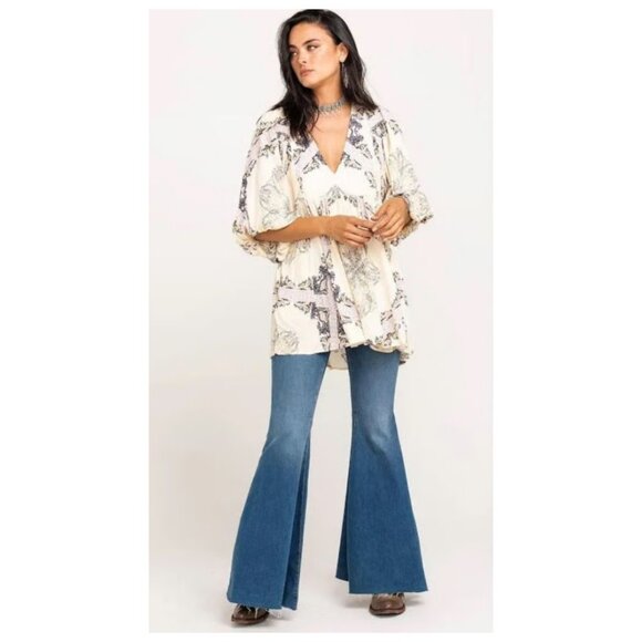 Free People Girl Talk Tunic Top Blouse Shirt Oversized Slouchy Bohemian 90s Y2K - Picture 1 of 10